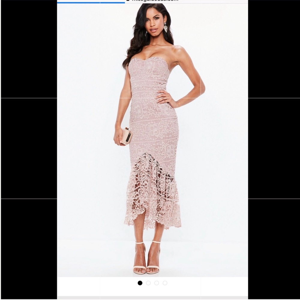 Misguided Pink lace fishtail maxi